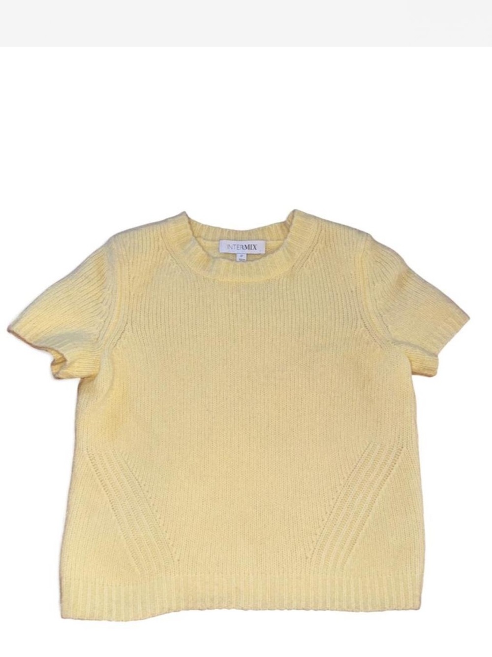 INTERMIX butter Yellow Short-Sleeve Knit Sweater